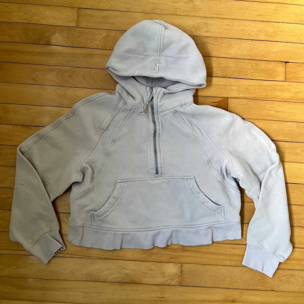 Lululemon Scuba Oversized Half-Zip Hoodie Light Grey / Beige Pullover Womens